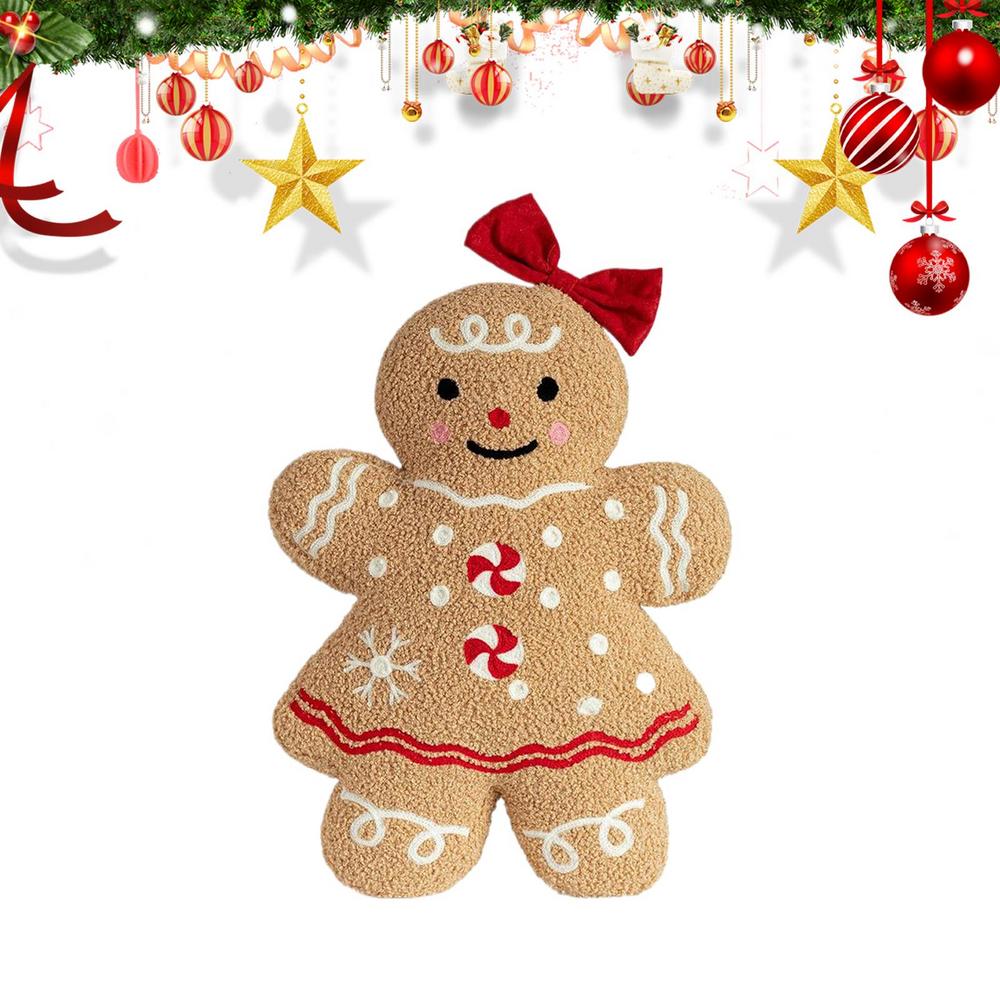 Plush Gingerbread Man Gingerbread Throw Pillow Cute Desktop Ornament Christmas Decor For Holiday Home Festive Display Sofa
