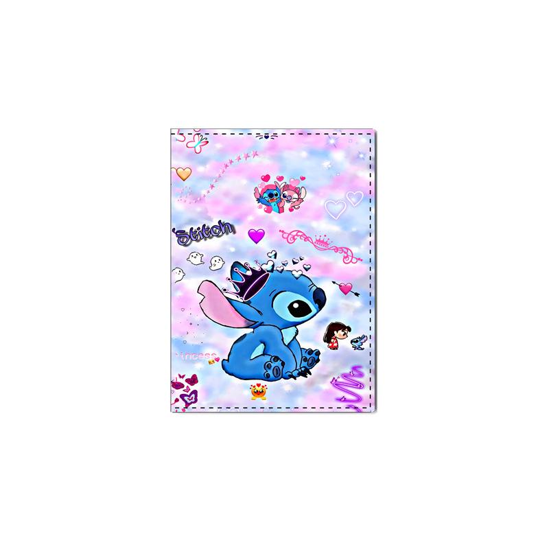 Cute Stitch Passport Holder Multi-Functional Print Travel Passport Cover PU Leather ID Case Blue 6pcs