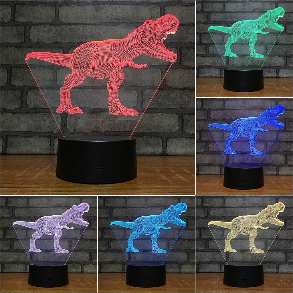 

Динозавр 3D Ночной Свет Настольная Настольная Лампа 7 Цветов 3D Оптические Иллюзии Огни