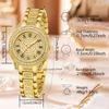 4PC Gold Alloy Strap Women's Watch Set Luxury Trend Fashion Quartz Watch Bracelet Set Suitable for Daily Clothing Matching