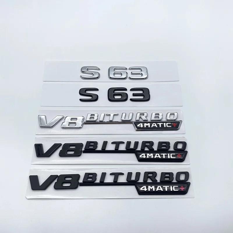 YTW1  3D Letters S63 S65 V12 Biturbo V8Biturbo 4matic+ ABS Emblem for Mercedes Benz W222 W223 Car Fender Trunk Logo Sticker