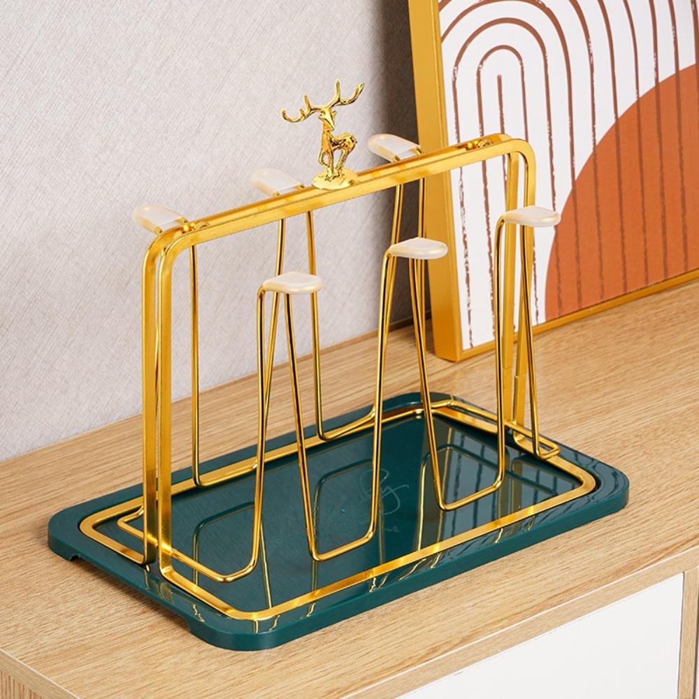 Iron Art Cup Storage Rack Reindeer Decorative Cups Shelf New Cup Tray Holder For Drying Cups
