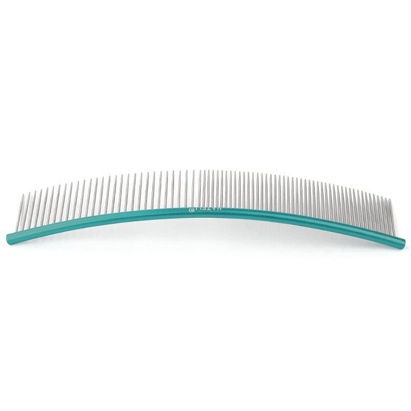 Peigne de toilettage pour animaux de compagnie en forme de S pour chiens avec dents à double densité Conception incurvée Options de manche en acier inoxydable