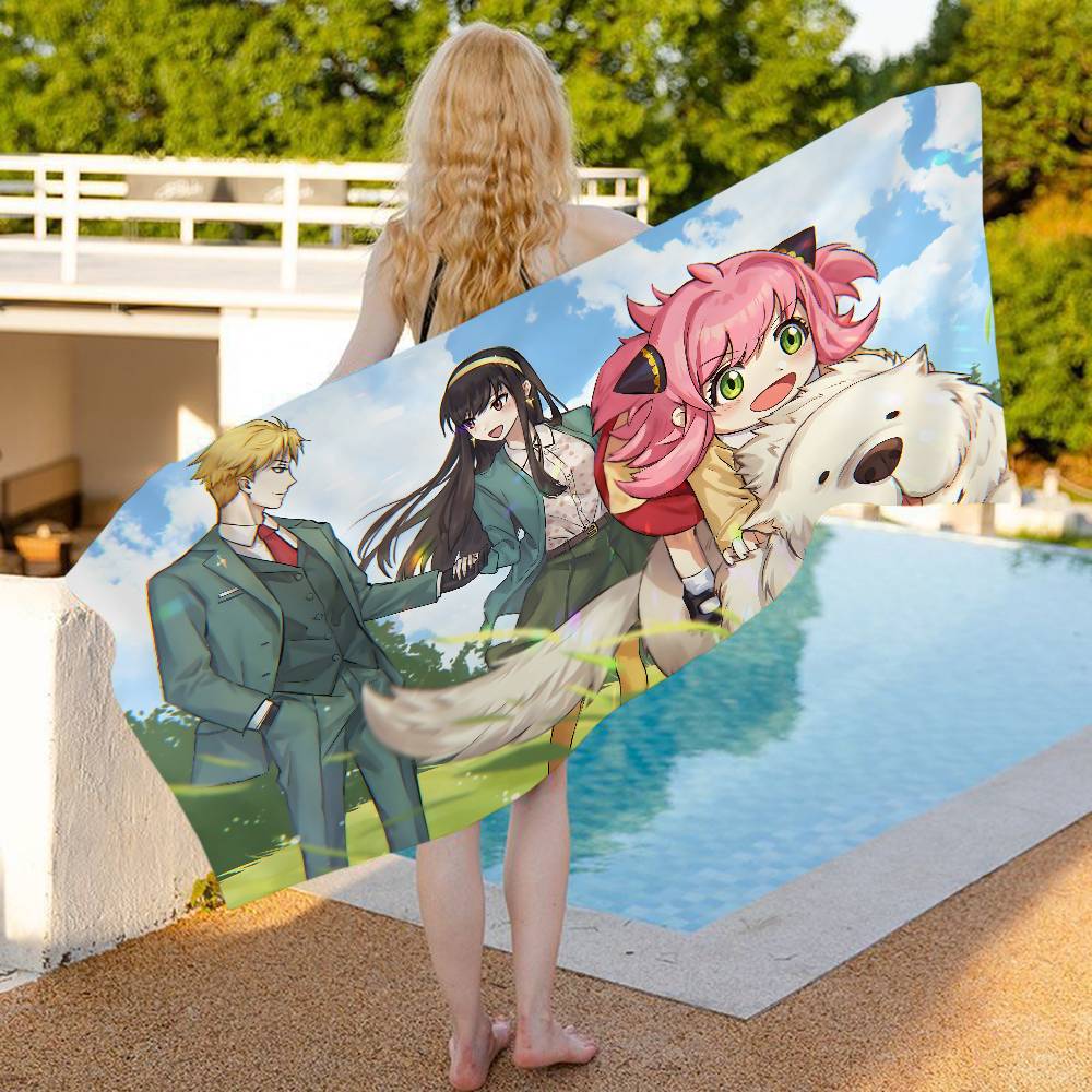 Comedy Anime Spy X Family Microfiber Blanket Quick Drying Beach Towels Oversized Printing Super Absorbent Pool Towel Blanket