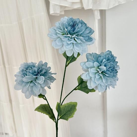 Durable Silk Fabric Flowers Artificial 3 Head Dahlia Flowers, Realistic Floral Arrangement, Props for Photography Adjustable Fake Home Decor