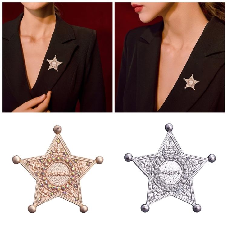 Broches de Estrela com Strass Pin de Lapela de Estrela de Cinco Pontas Broche Joias de Destaque para Mulheres