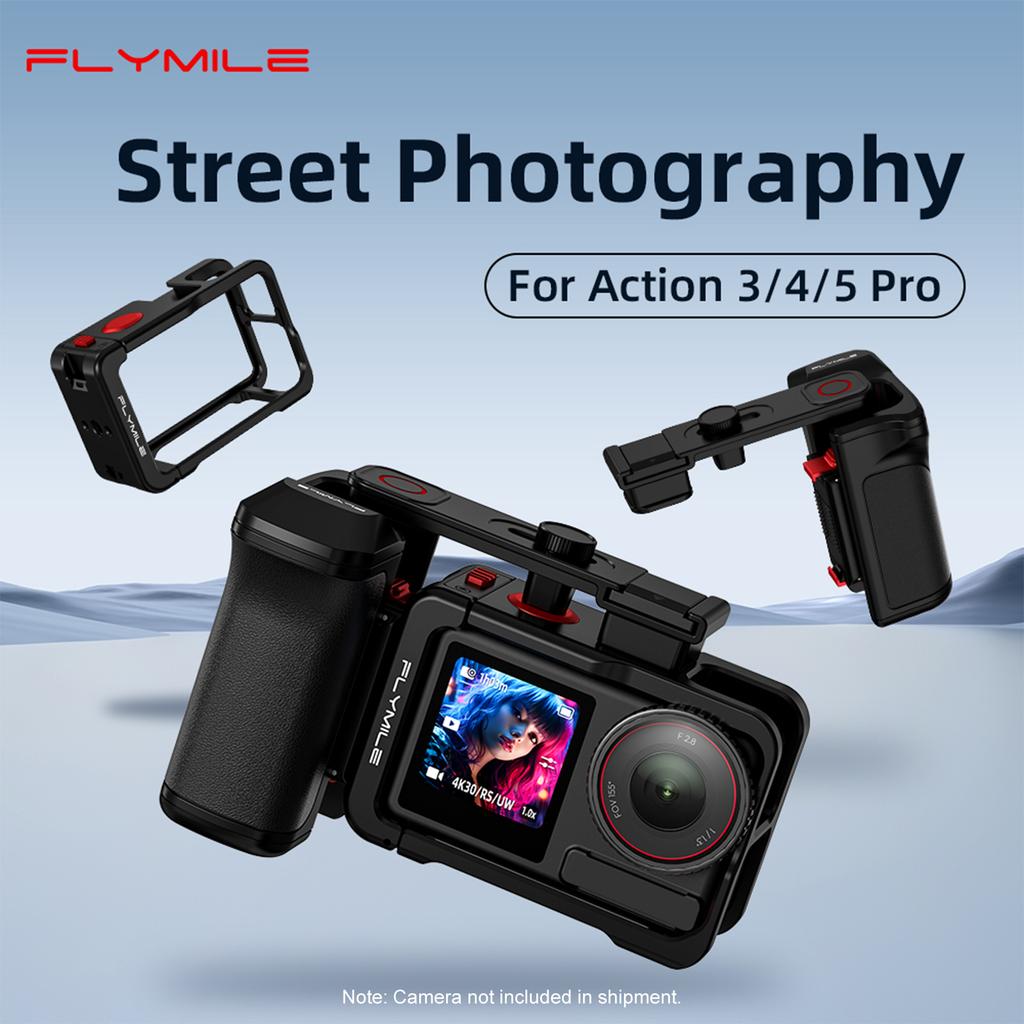 Camera Grip Holder for DJI Action 5 Pro/Action 4 Camera Grip Holder Metal Cage Quick-release Cold Shoe Camera Grip Handle Holder