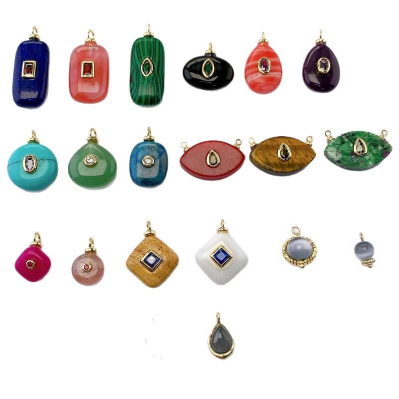 Pingente de Pedras Coloridas Para Suprimentos de Fabricação de Joias Brinco Colar Pulseira Chaveiro Acessórios DIY