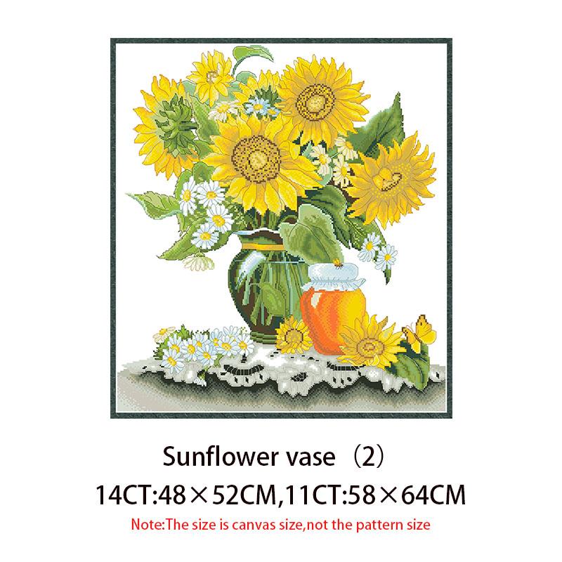 Flower Vase Series Cross Stitch Pattern Kits Embroidery Needlework Sets Unprinted Canvas 11CT14CT DIY Crafts Home Decor Painting