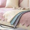 Pink Cotton Sofa Cushion Universal In All Seasons, Simple Modern Fabric Non-Slip Solid Wood Quilting Mat, Pure Cotton Cover In Summer