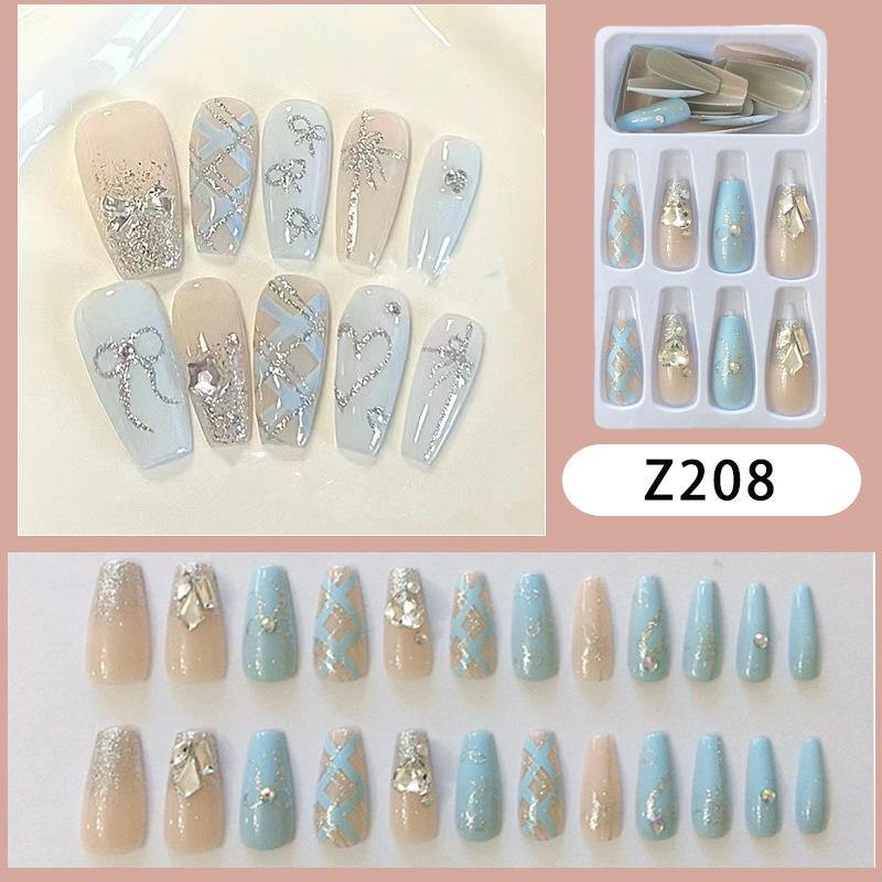 

Spring/Summer Haze Blue Whitening Detachable Long False Nails
