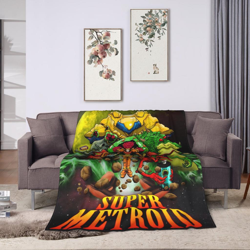 Super Soft Blanket Decorative Metroids Hero Game  Throw Blanket  Flannel Bedspread For Living Room Pattern Sofa Bed Cover