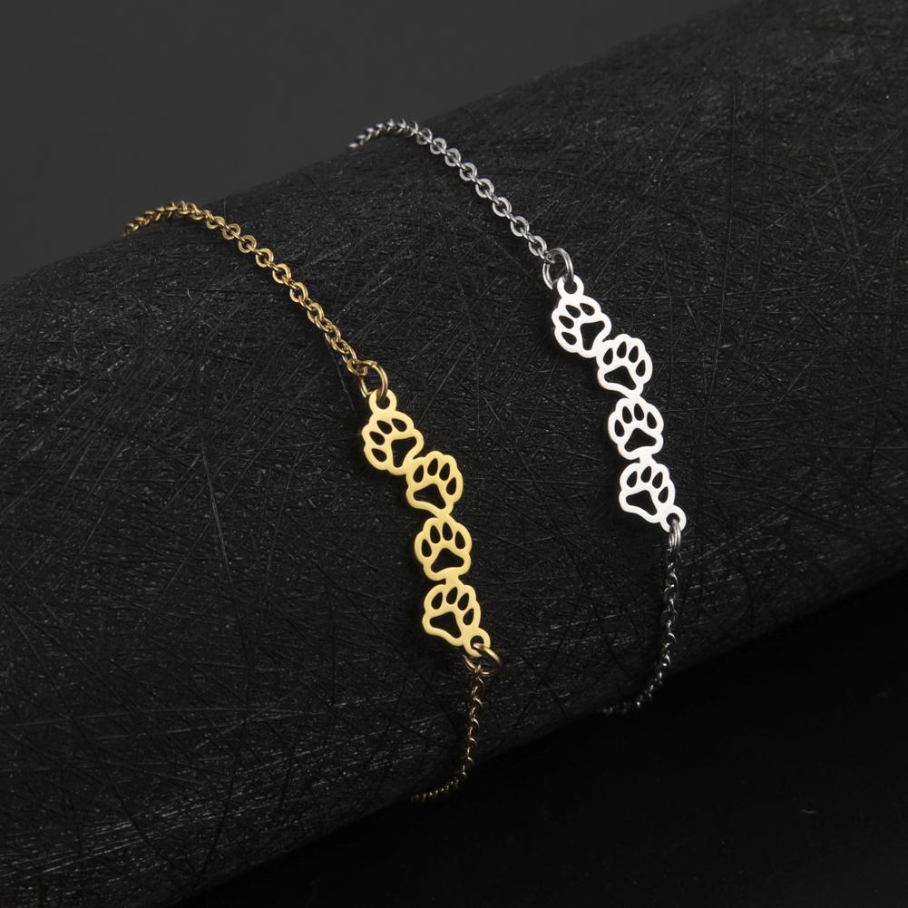 Cazador Hollow Cat Dog Bear Paw Bracelet on Hand Female Cute Animal Charm Kpop Stainless Steel Jewelryfriend Gift Wholesale