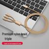 2m 3-in-1 Braided Charging Cable for Apple, Type-C, Huawei, Android; 1.2m Extension, 3-Head Design