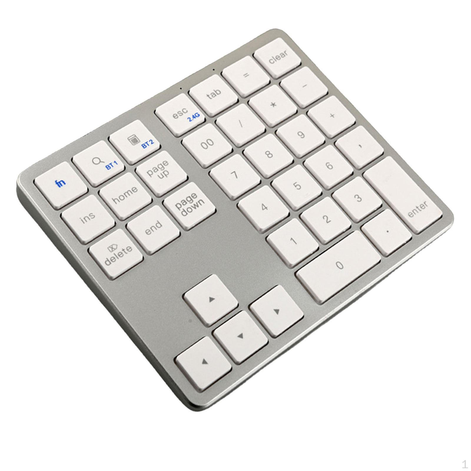 

Беспроводная цифровая клавиатура Number Pad, портативная бесшумная канцелярская клавиатура с 35 клавишами для ноутбуков Silver and White