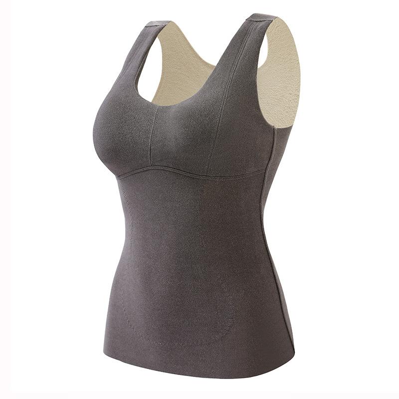 Womens Self Heating Velvet Thermal Vest Built In Brushed Padded Plus Size Winter Underwear