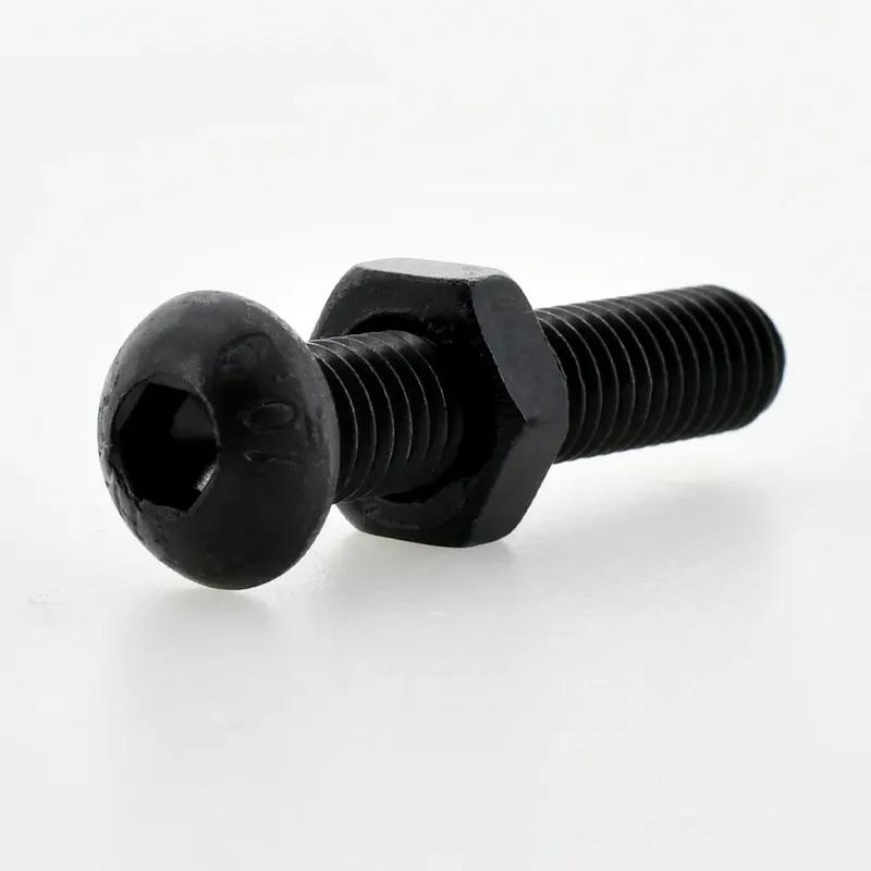 ISO7380 Allen Hexagon Hex Socket Button Round Head Screw Nut Kit M2 M3 M4 M5 M6 Black Grade 10.9 Carbon Steel Bolt Nut Set