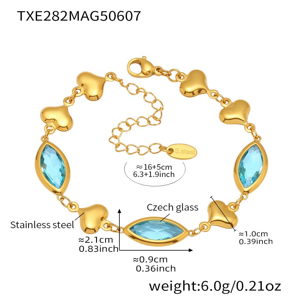 Stainless Steel Chain Bracelet With Shiny Fusiformis And Round Faceted Czech Crystal Glass For Women Luxury Women's Bracelets