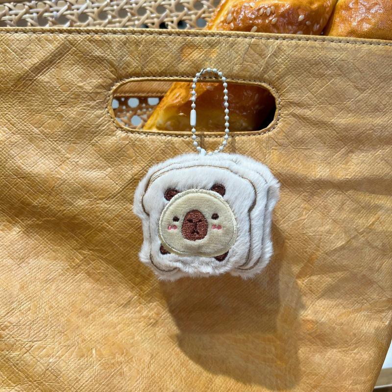 Llavero de peluche con forma de hamburguesa y capibara, diseño de sándwich, para coche, mochila, bolso, decoración, regalo para niños.