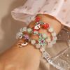 European-American Christmas Cat's Eye Bracelet: Santa, Reindeer & Snowflake Beaded Hand Jewelry