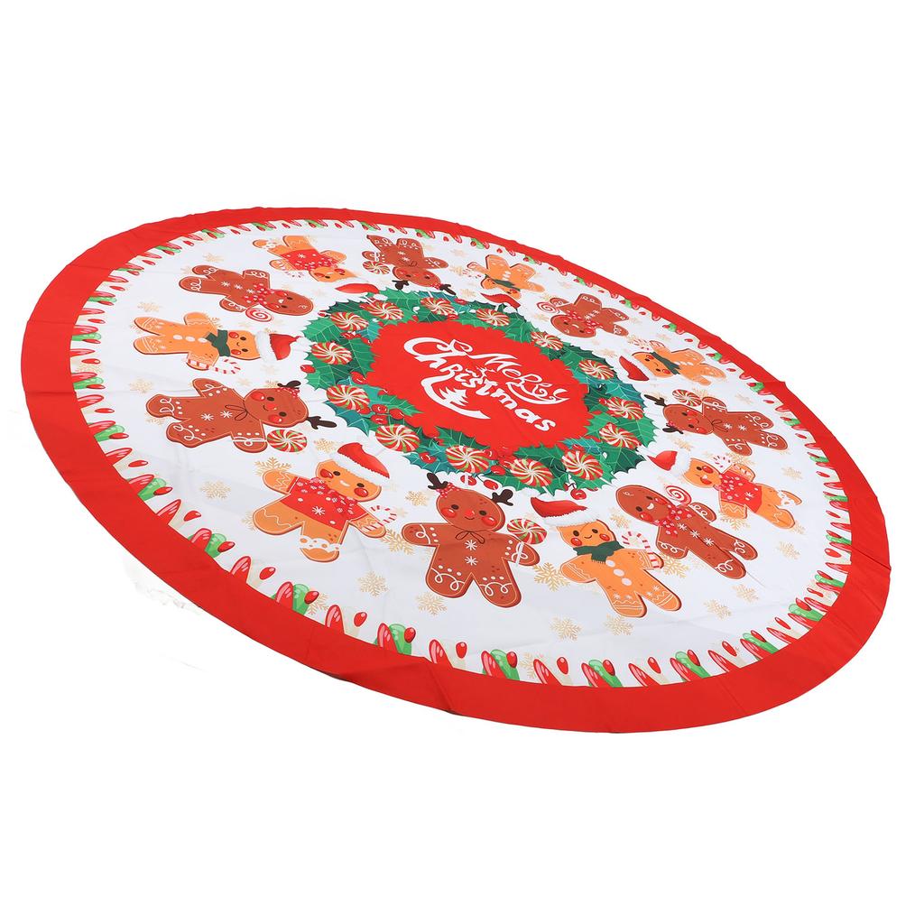 Xmas Tablecloth 60 Inch Round Polyester Anti Fading Tear Resistant Washable Holiday Table Cloth