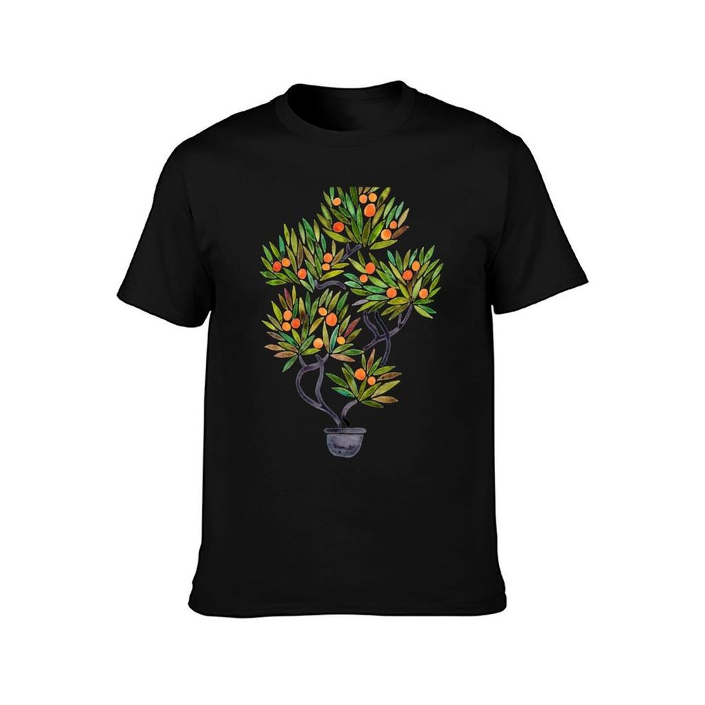 Bonsai Tree  Orange Fruit TShirt Comfortable Basic Crew Neck Tee