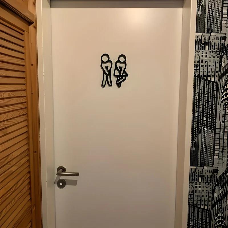 2pcs Bathroom Door Sign Modern Men Women Toilet Sign Hanging Decoration Guest Bathroom Embellishment