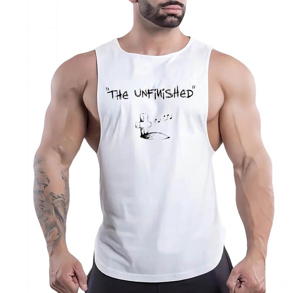 Summer Men'S Round Neck Fitness Vest English Letter Printed Men'S Outdoor Comfortable Breathable Lightweight Shirt Quick Dry