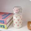 500ml Capacity Water Cup Pink Bow Printing Sippy Cup Portable Straw Water Bottle  Gifts