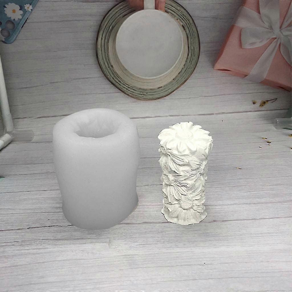 3d Cylindrical Sunflower Silicone Candle Mold Diy Craft Handmade Soap Cake Baking Fondant Chocolate Helianthus Mould
