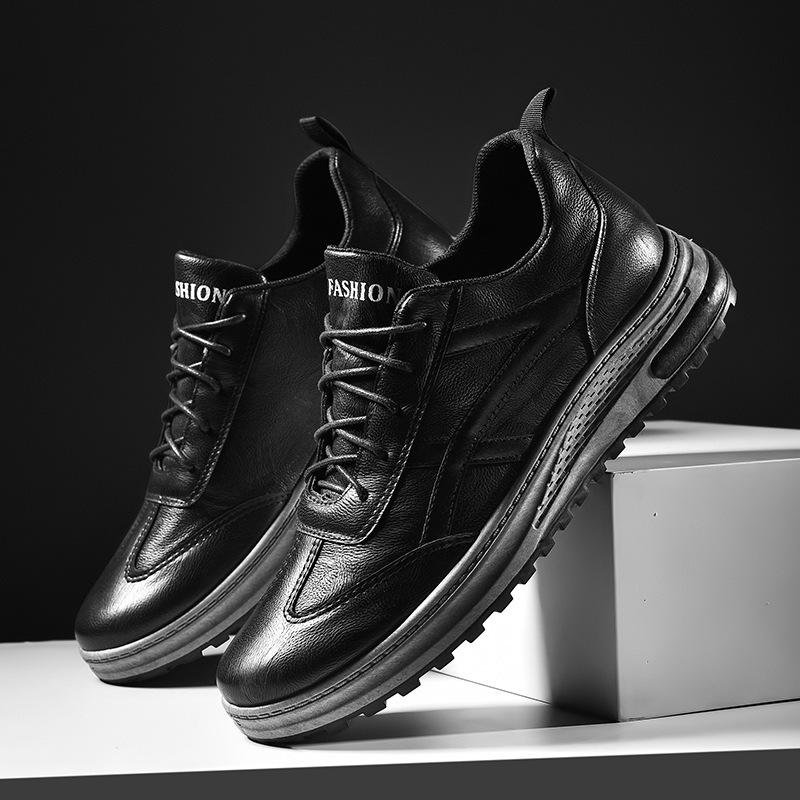

2026 Men s Casual Low-Top Leather Sports Shoes - Trendy Spring/Autumn Business Wear 44 чёрный