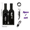3/5 Pcs Deluxe Wine Accessories Gift Set Stainless Steel Wine Opener with Corkscrew Stopper Pourer Foil Cutter for Home Bar Use