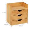 Relaxdays Schreibtisch-Organizer, Aufbewahrung, 3 Schubladen, für Büromaterial, Bambus, 21x20x13 cm Natur