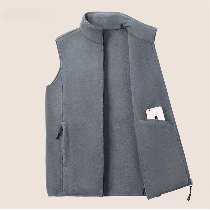 Polar Fleece Vest Men's Spring and Autumn Outer Wear Loose Large Size Outdoor Sports Fleece Vest Waistcoat Jacket Men