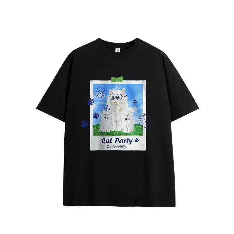 Streetwear Fashion Clothes Graphic Printed T Shirt Funny Kitten Puppy Cartoon Women Tshirt Top Harajuku Aesthetic Clothes