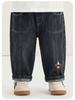 Kaka Panda Kids' Spring Jeans: Trendy Long Pants for Boys & Girls, Ideal for Toddlers in Spring & Autumn.