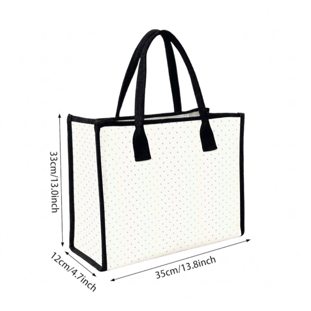 Stylish Polka Dot Tote Bag Casual Daily Shoulder Bag for Shopping Commute
