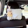 Cute Car Tissue Box Holder Soft Plush Rabbit Hanging Paper Dispenser Universal Auto Seat Back Organizer for Home Car Office
