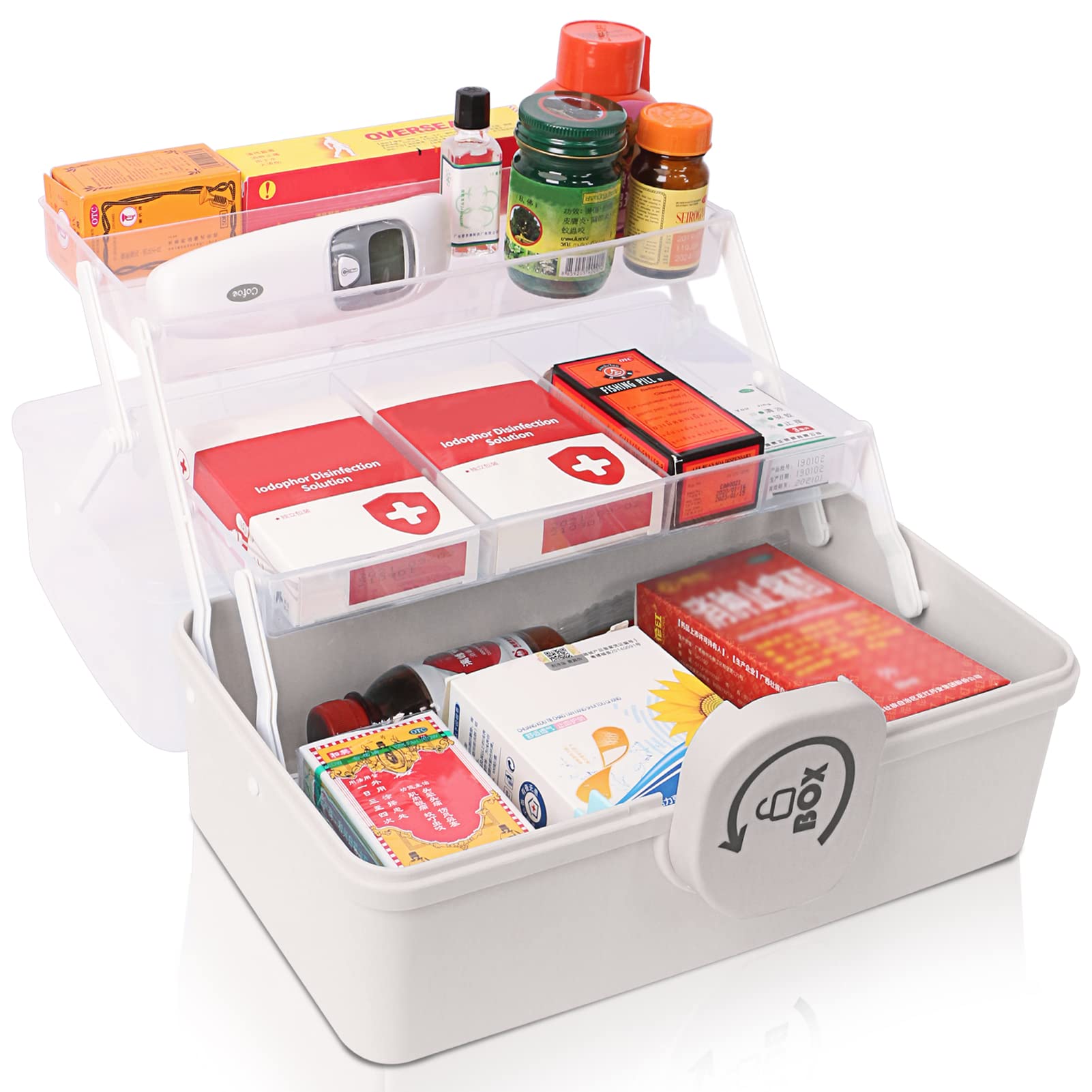 LAMPTOP First Aid Kit, Medicine Box, Stylish, Large Capacity, Cute, 3-Layer Foldable, Medicine Storage, First Aid Box, Tool Box, Sewing Box, Toy Box,