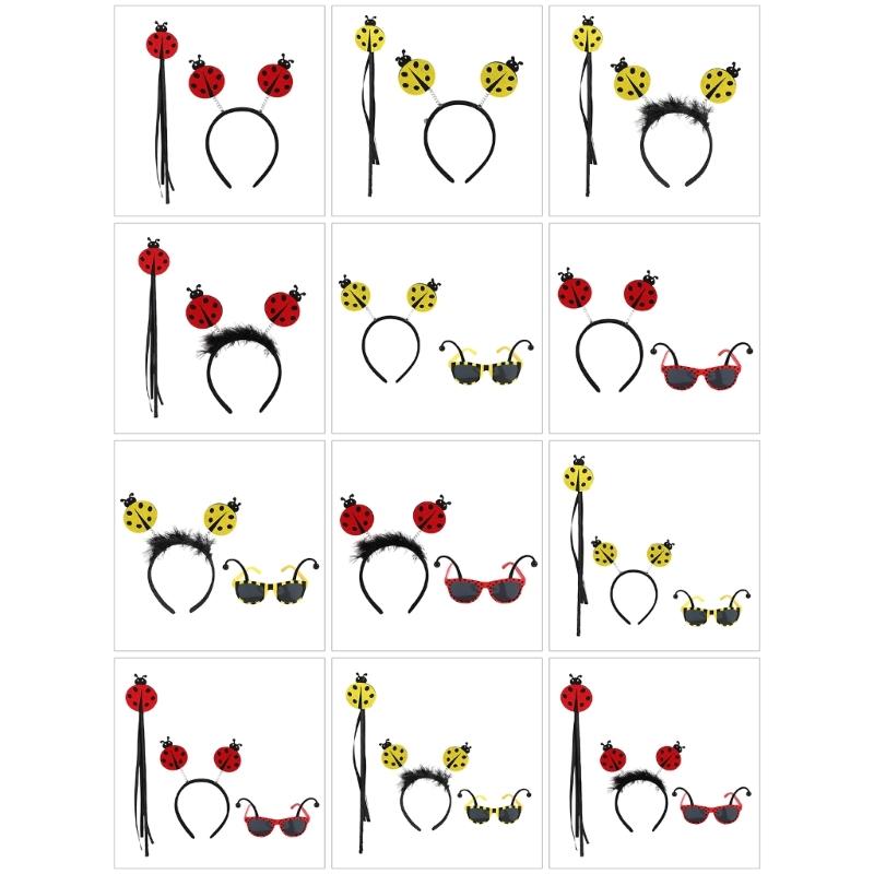 Lady Bugs Costume Accessories,Lady Bugs Costume Lady Bugs Glasses Lady Bugs Headband Fairys Wand for Halloween Dress up Cosplay