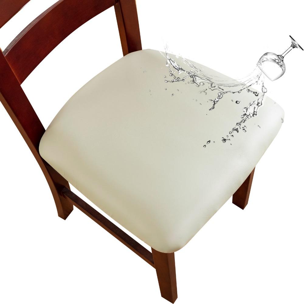 Stretchable Chair Cushion Cover PU Fabric Stool Cover Solid Color Seat Cover