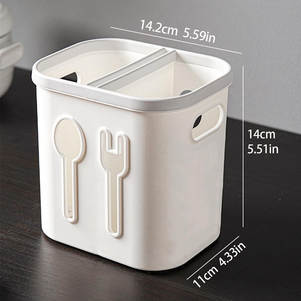 Portaposate Scolapiatti 2 Scomparti Scatola Portaoggetti Organizzatore Posate Utensile da Cucina