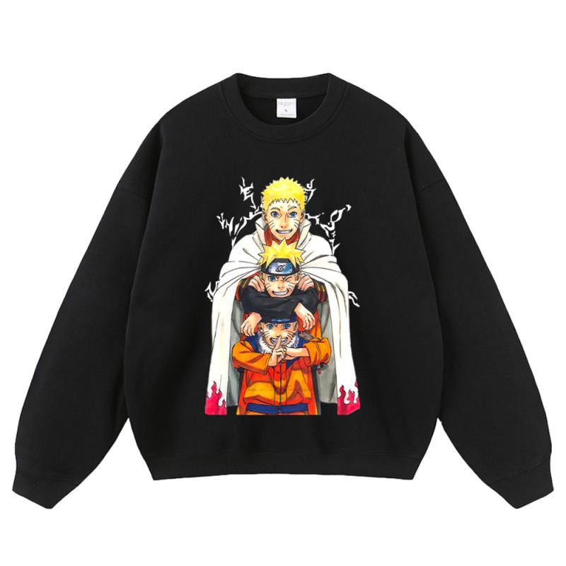 Oversized Cotton Long Sleeve Graphic Hoodie Men - Vintage Anime Character Print Loose Fit Streetwear