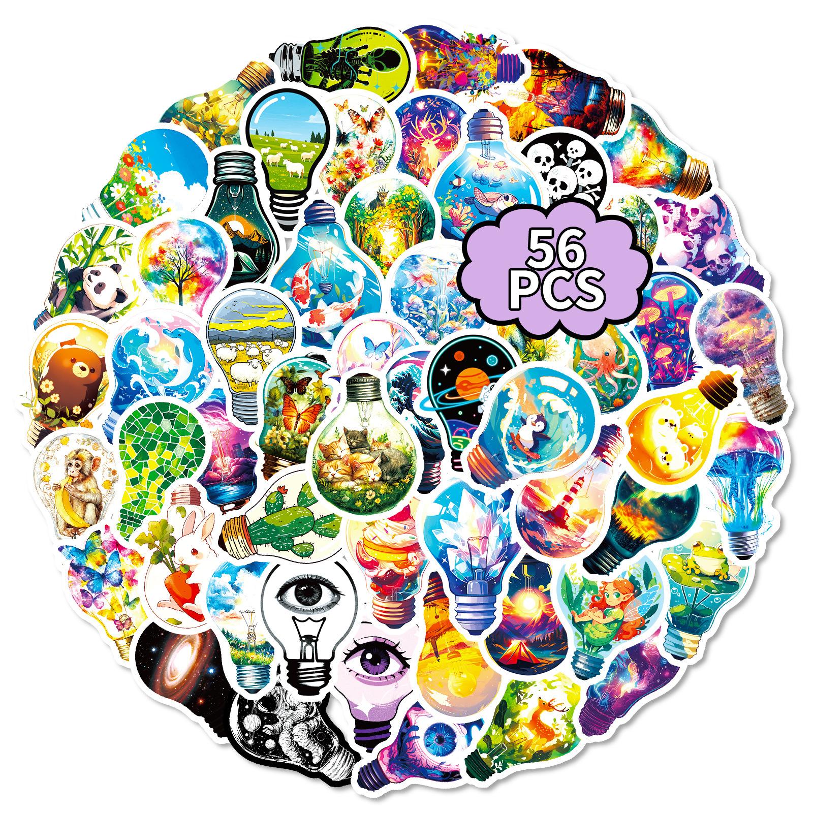 

56 Light Bulb World Graffiti Stickers Creative Cartoons Exquisite Decoration Handmade Stickers Batch