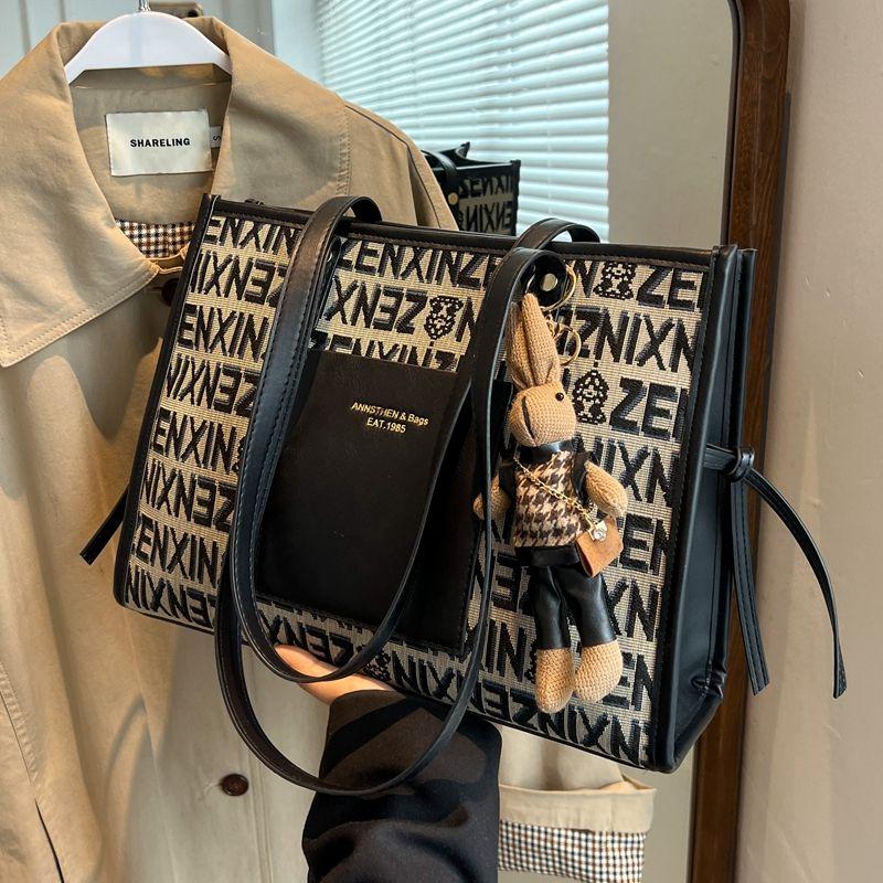 

Bag Women s Fancy Canvas Shoulder Bag for Work Black without pendant