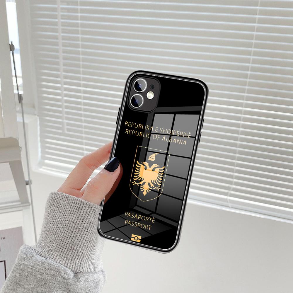 Per IPhone Albania Cassa Del Telefono Del Passaporto di Vetro Temperato 15 14 13 11 12 14 Pro XR XS MAX 8X7 Plus SE 13 14 Pro Mini Coperture