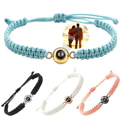 Stainless Steel Bubble Bracelet with 100 Language Projection for Couples
