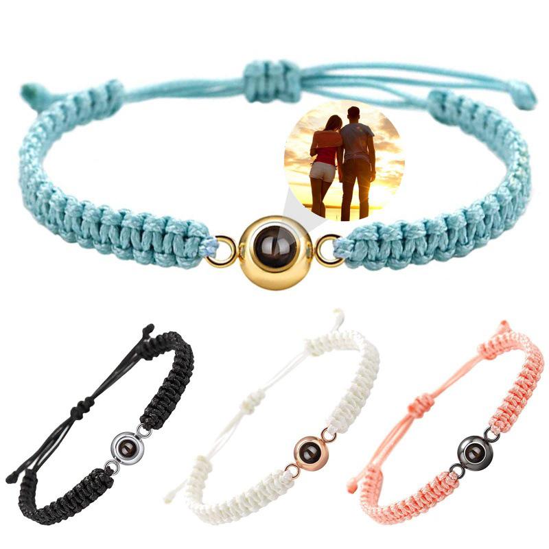 Stainless Steel Bubble Bracelet with 100 Language Projection for Couples