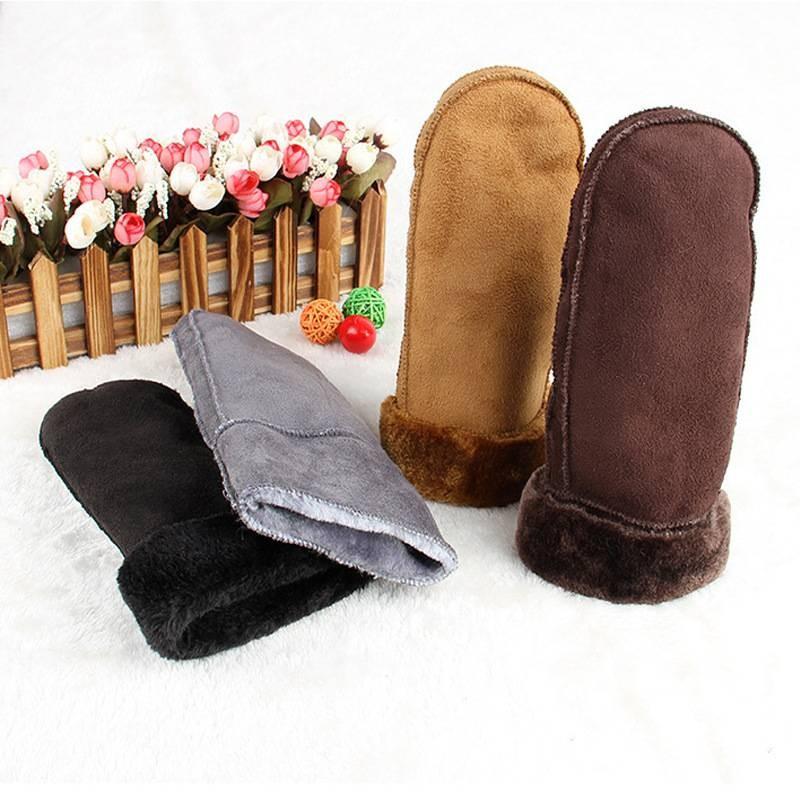 Dicke und warme Herren-Winterhandschuhe aus weichem Kunstfell und Polyestergemisch