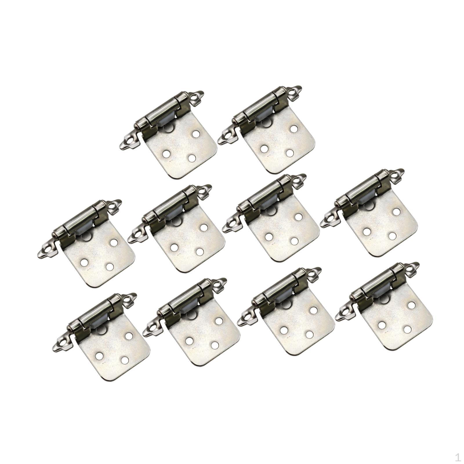 

10 Pack Closing Cabinet Hinges for Kitchen Door, Semi Concealed White Nickel